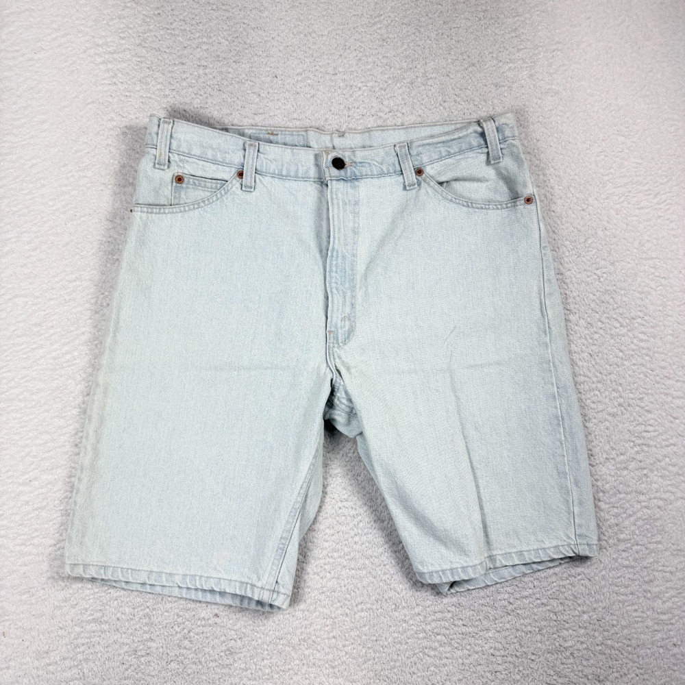 Vintage Levis 550 Orange Tab Denim Jean Shorts Mens 38 W36.5 USA 90s Light Blue